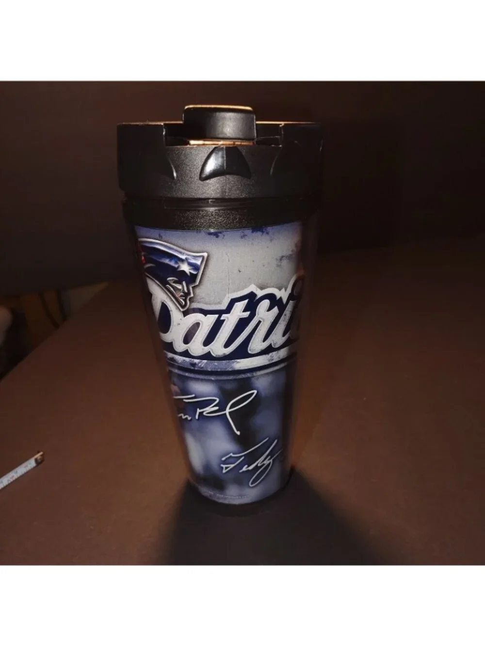 New England Patriots Thermoserv Tumbler 16 Oz NFL Players Tom Brady & Tedy Brusc